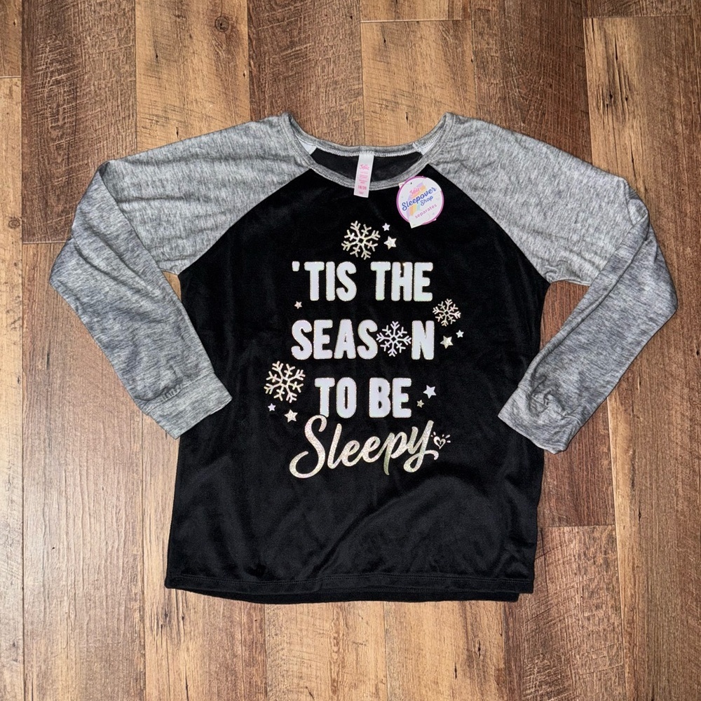 Justice Black and Gray Snowflake Pajama Set - Picture 4 of 9